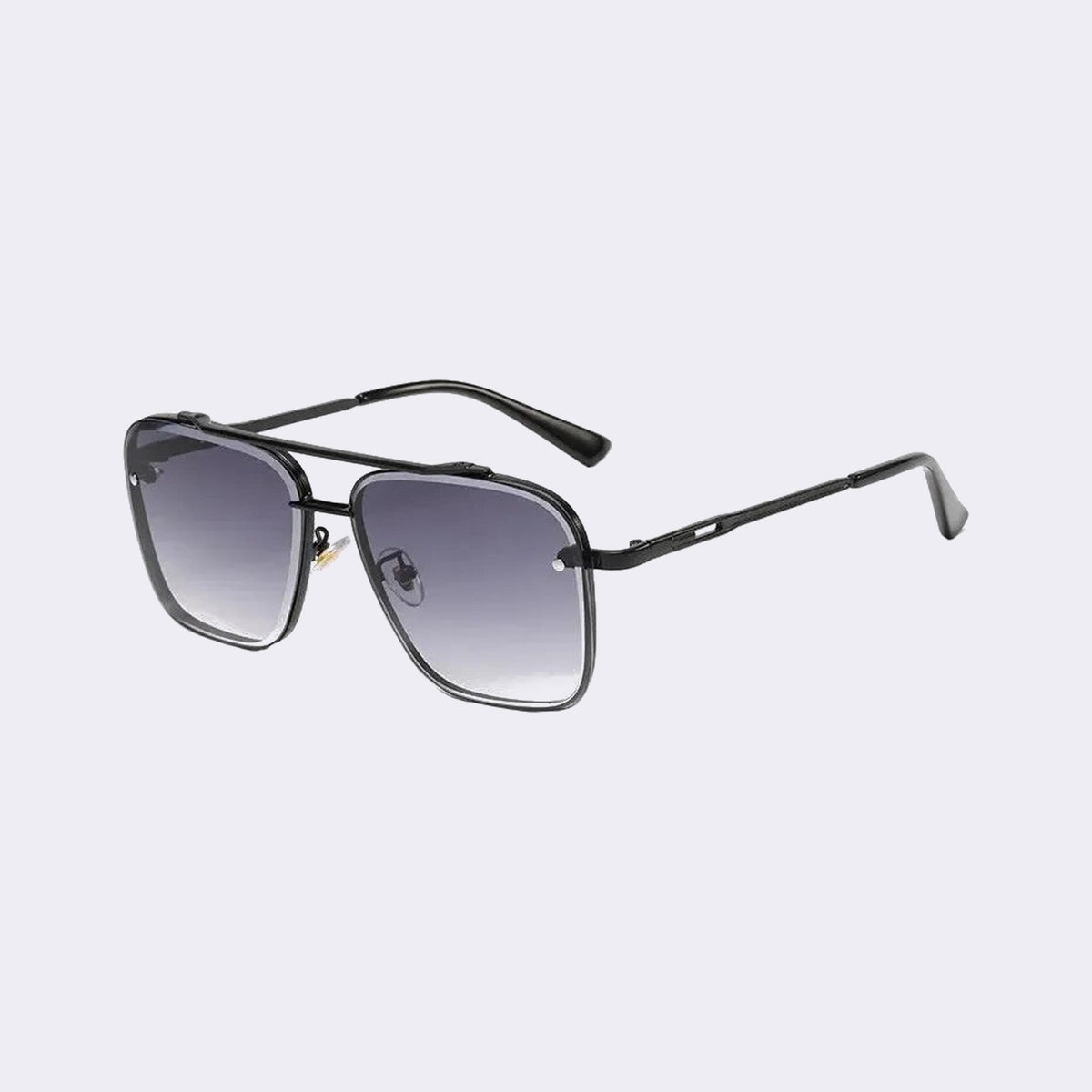 Three-quarter view of the Nordik aviator with a black metal frame and grey gradient lens — Velezeco #opt1_2