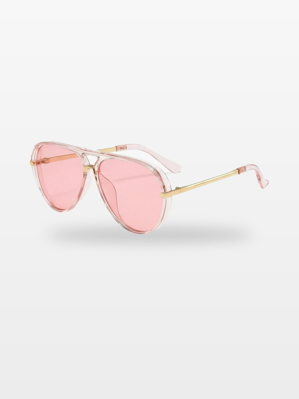 Aviator sunglasses in Pink with pink lenses, three-quarter view — Elysia — Velezeco #opt1_8