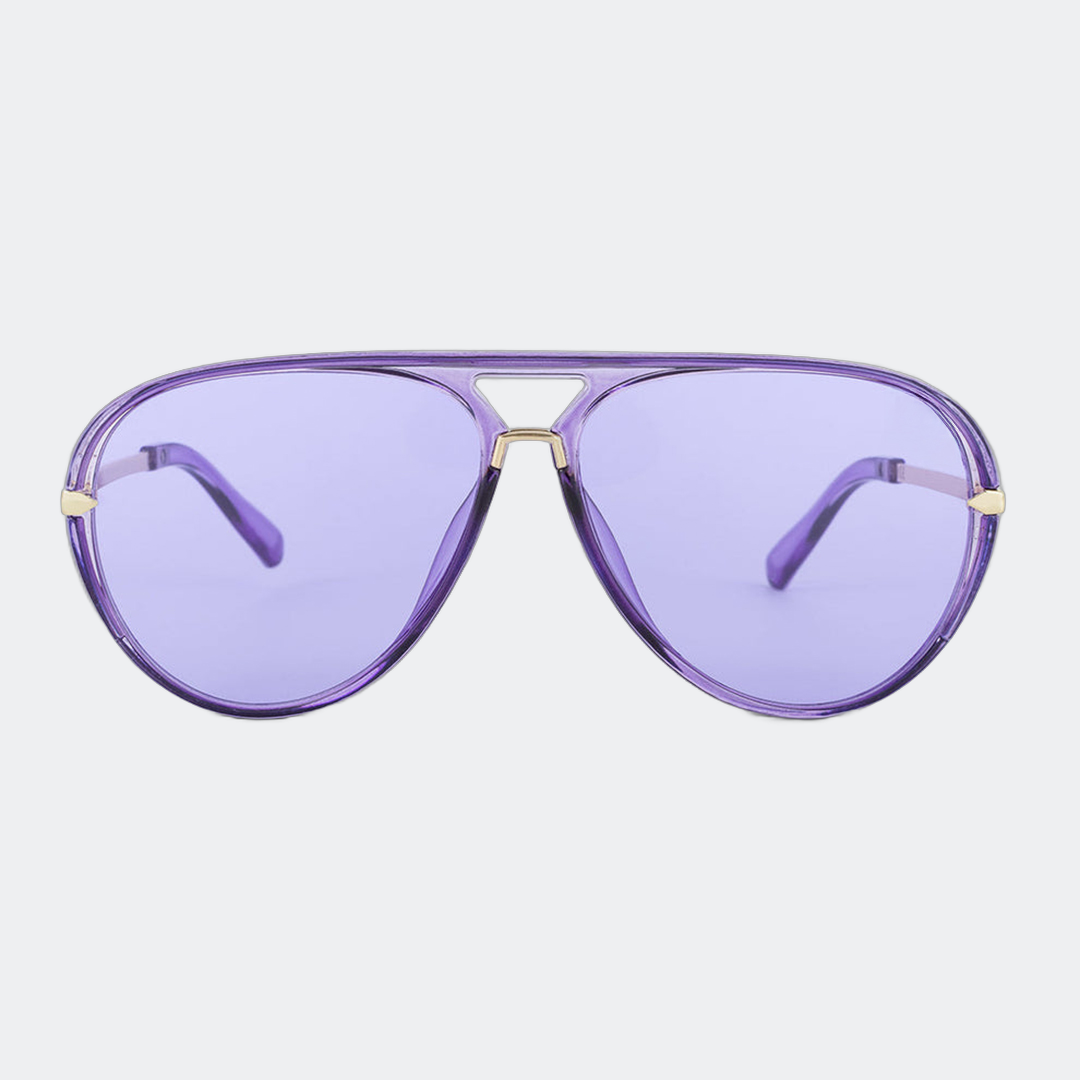 Aviator sunglasses in Purple with purple lenses, front view — Elysia — Velezeco