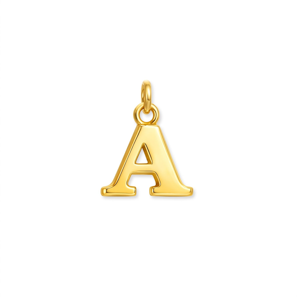 Gold initial pendant, letter A, on white · Velezeco #opt1_1