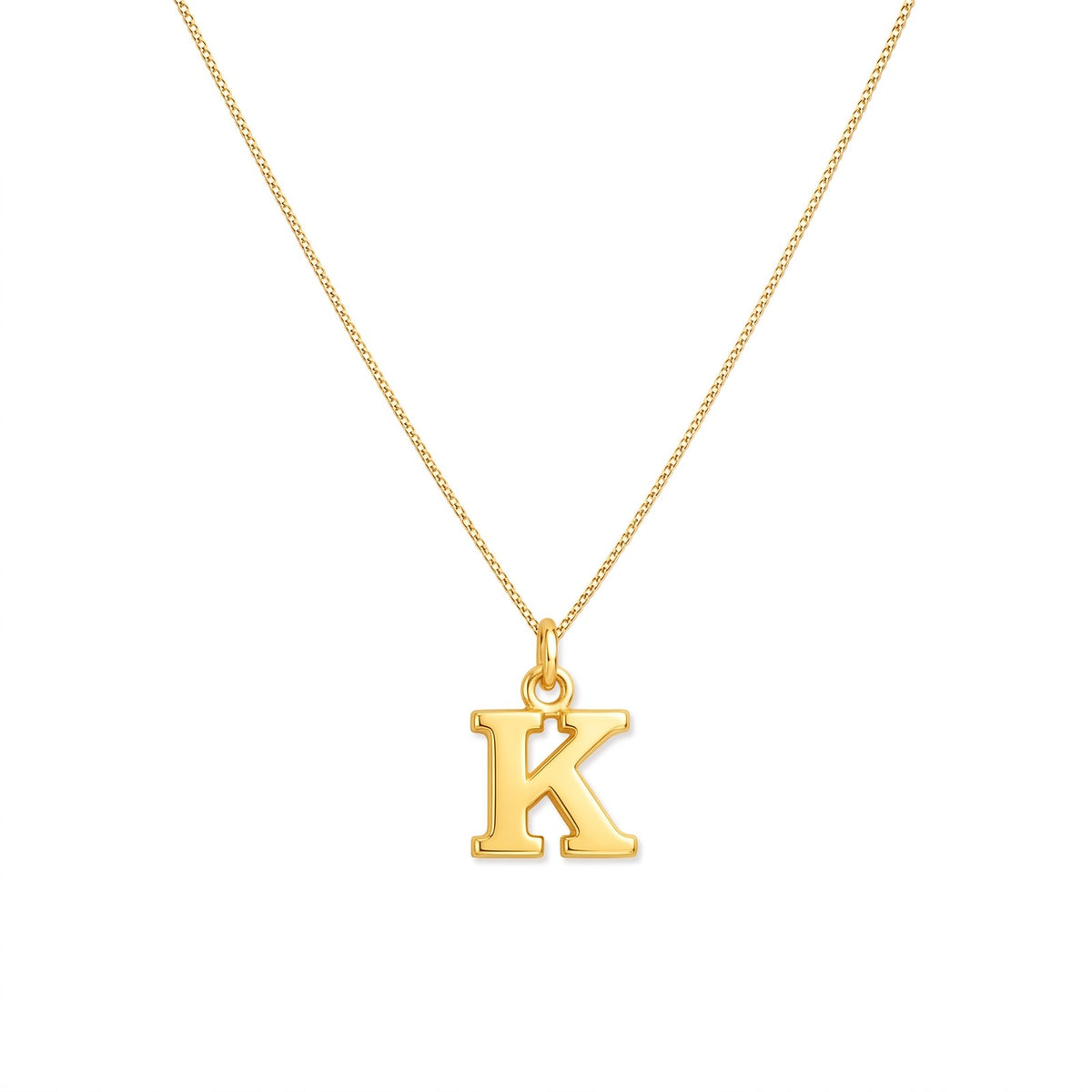 Gold initial K necklace on a fine chain · Velezeco #opt1_11