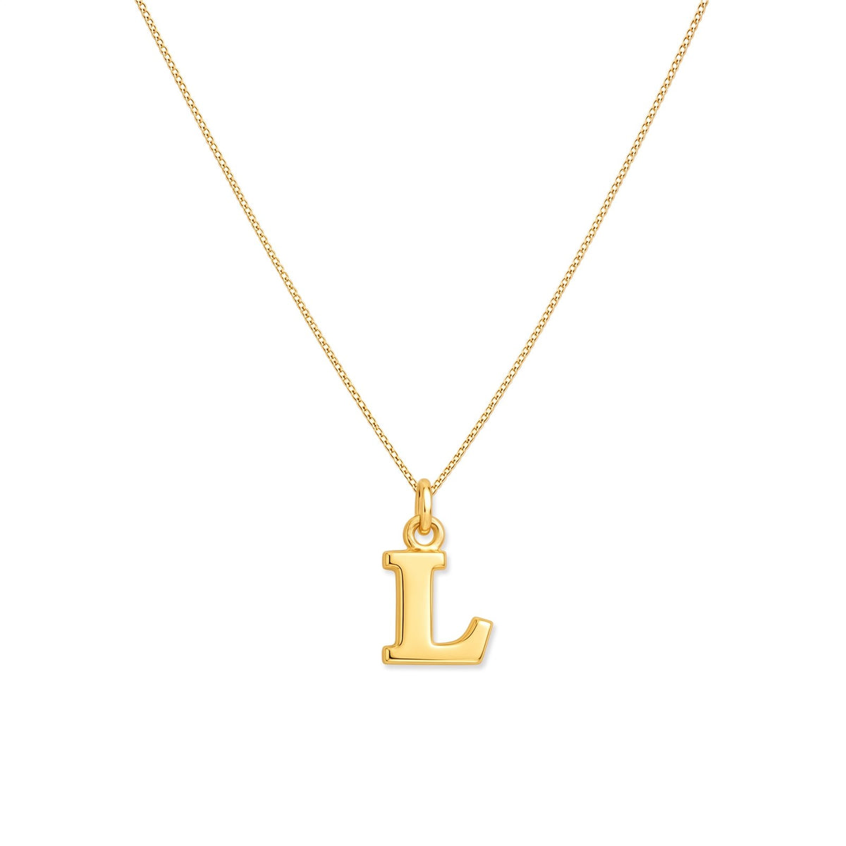 Gold initial L necklace on a fine chain · Velezeco #opt1_12