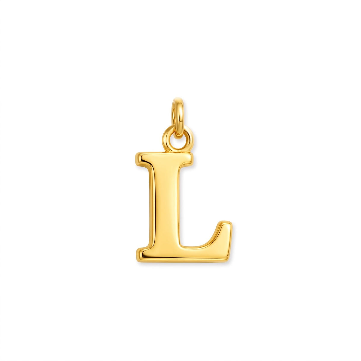 Gold initial pendant, letter L, on white · Velezeco #opt1_12