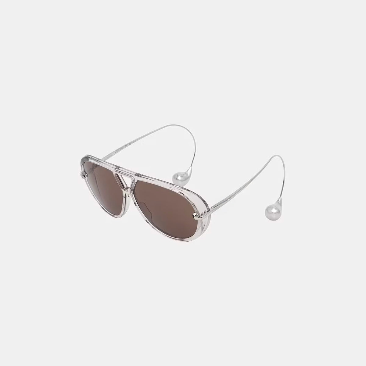 The Nimbus white oversized aviator sunglasses with triangle bridge and gold teardrop temple tips — Velezeco #opt1_6