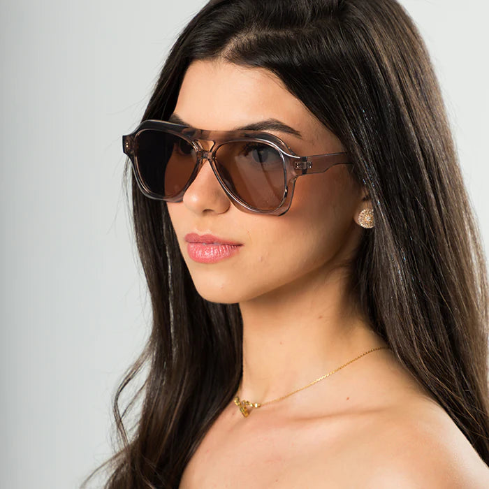 Aviator sunglasses worn by model outdoors — Aeris — Velezeco