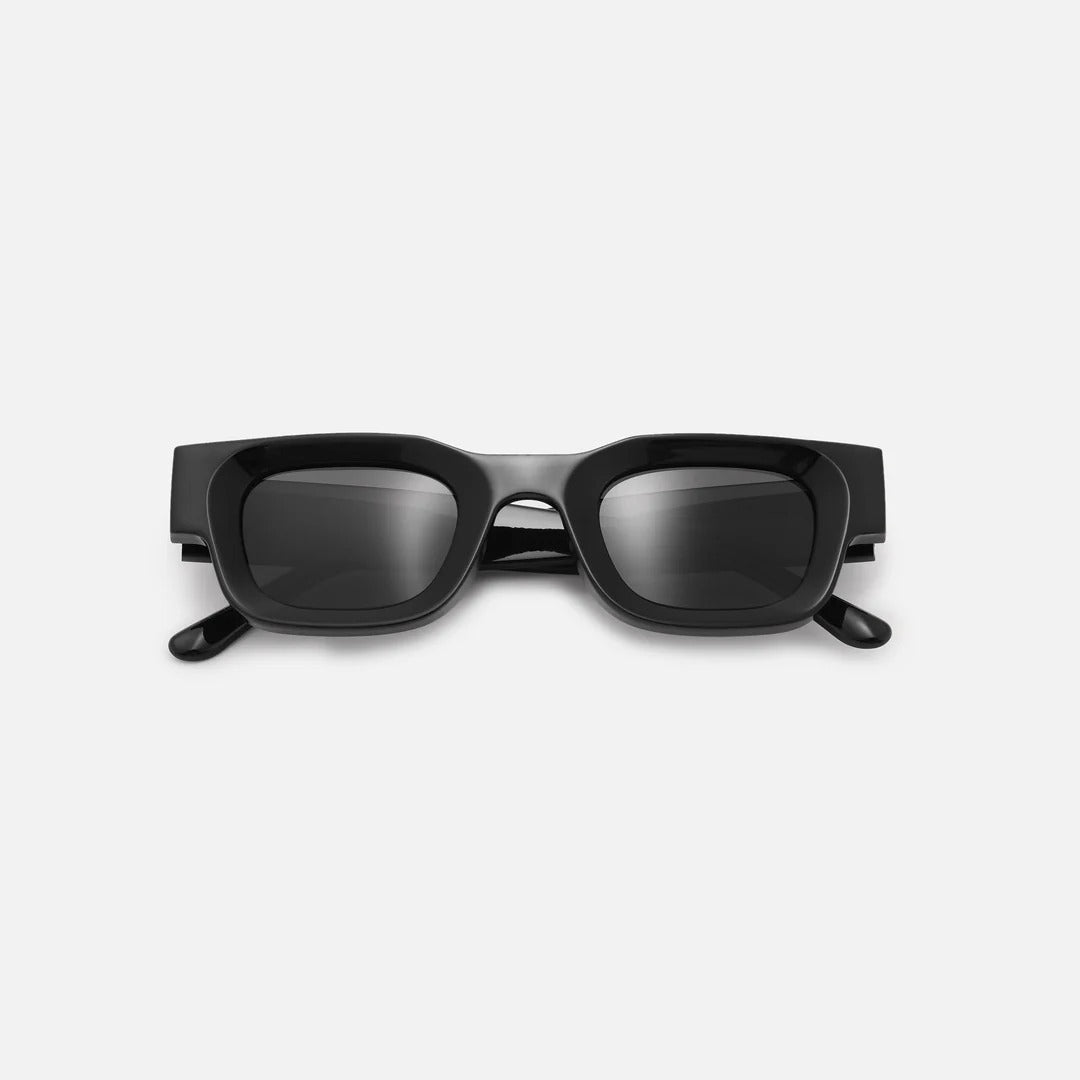 Square sunglasses worn by model outdoors — Casper — Velezeco