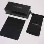 Oversized sunglasses worn by model outdoors — Crimson — Velezeco