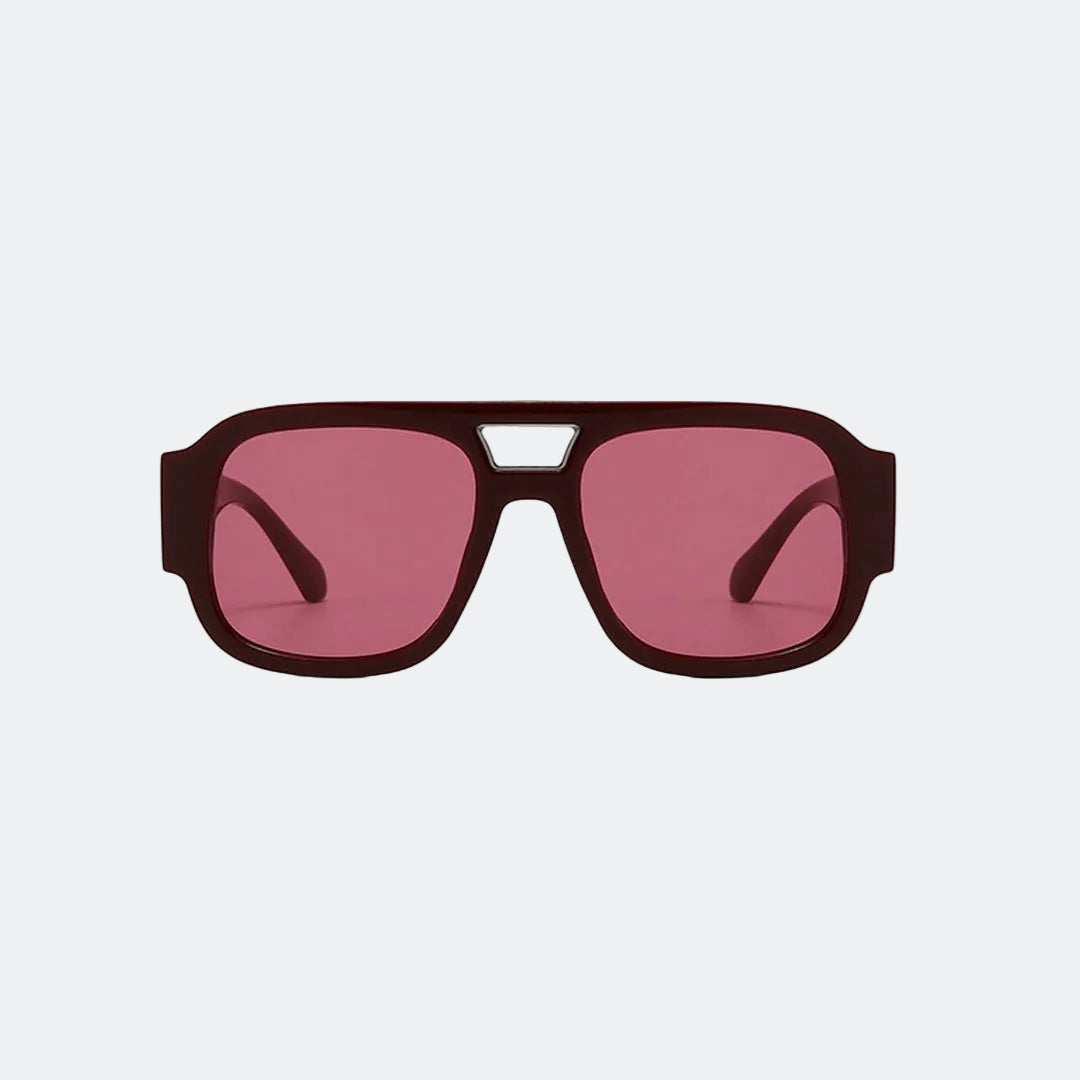 Oversized sunglasses front view — Crimson — Velezeco