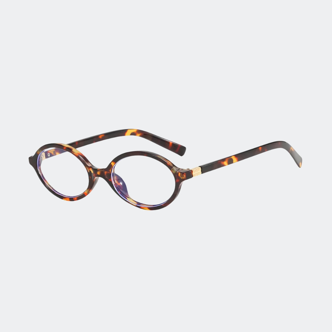 Side view of oval acetate frame showing slim temples — Louiz Blue Light Glasses — Velezeco