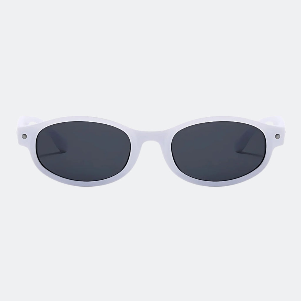Round sunglasses temple and hinge detail — Kessie — Velezeco
