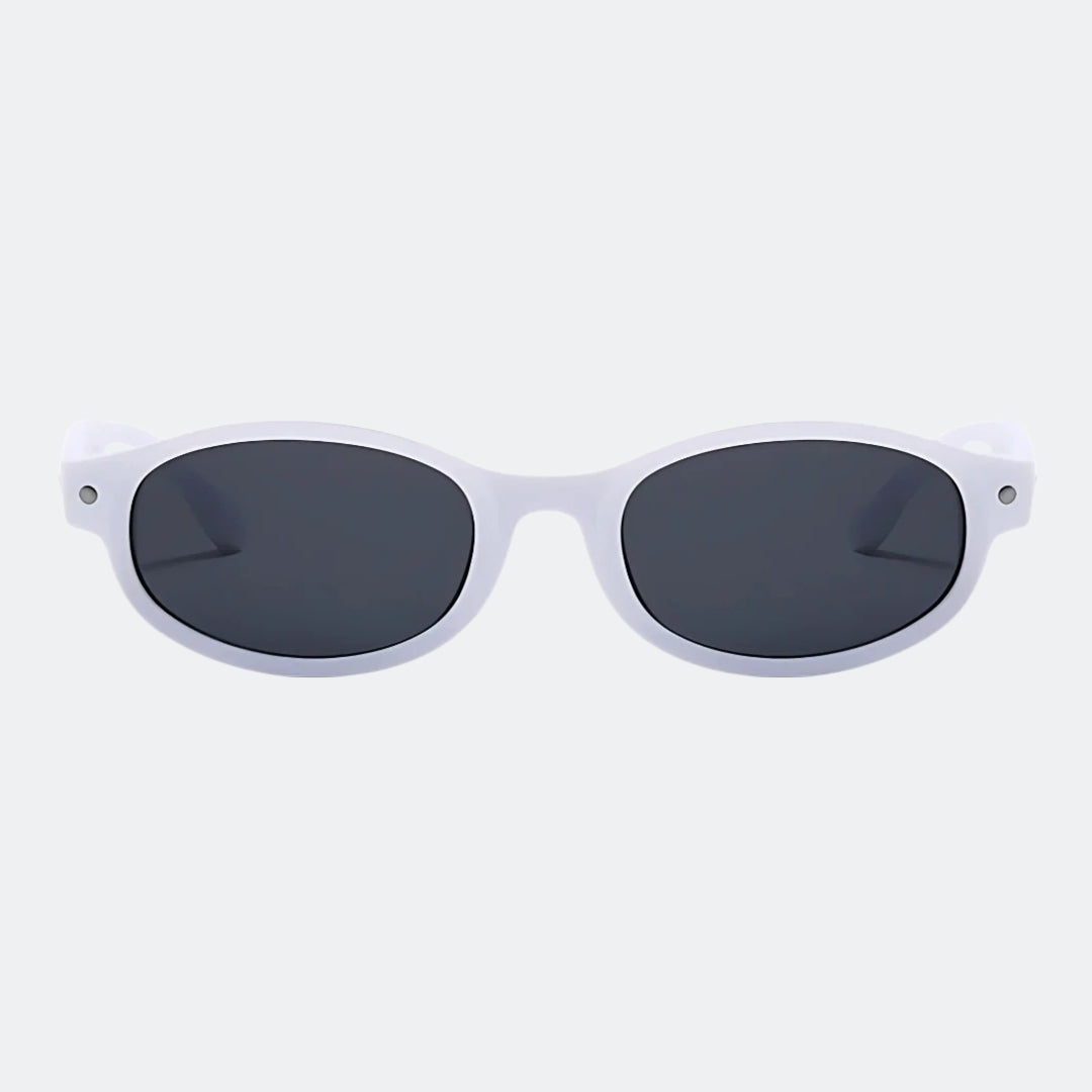 Round sunglasses temple and hinge detail — Kessie — Velezeco