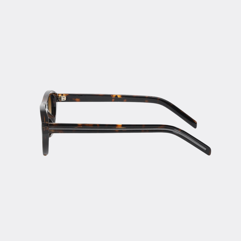 Square sunglasses temple and hinge detail — Obsidian — Velezeco