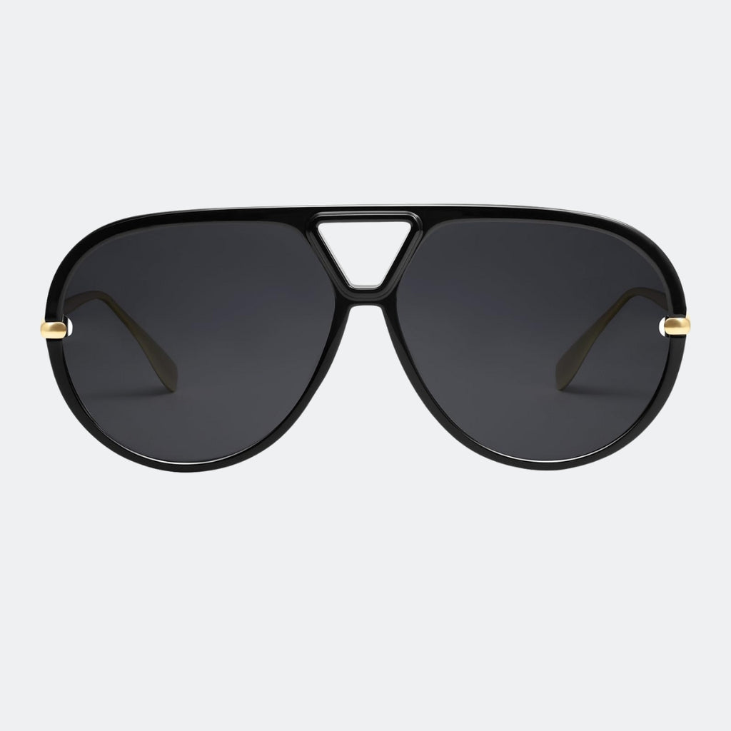 Aviator sunglasses worn by model outdoors — The Aether — Velezeco