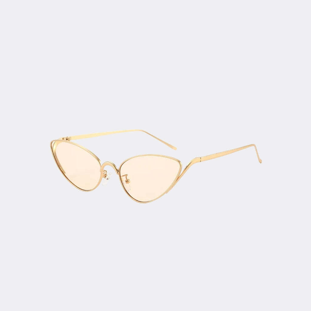 Cat eye sunglasses worn by model, close-up — The Viper — Velezeco