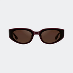 Cat eye sunglasses in Black Cherry Red / Dark Brown Lens, front view — Astra — Velezeco