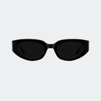 Cat eye sunglasses in Black / Triple Black Lens, front view — Astra — Velezeco