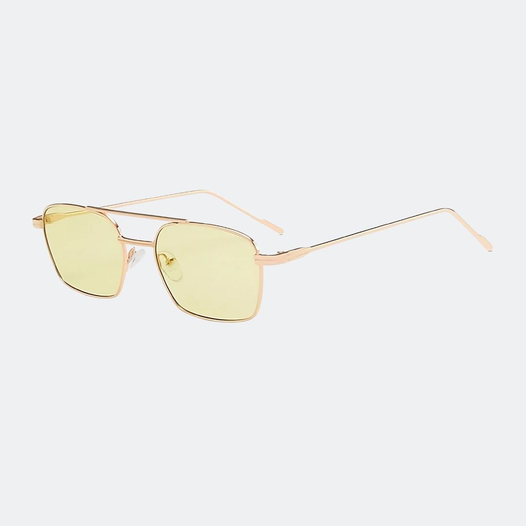 Square sunglasses temple and hinge detail — Capri — Velezeco