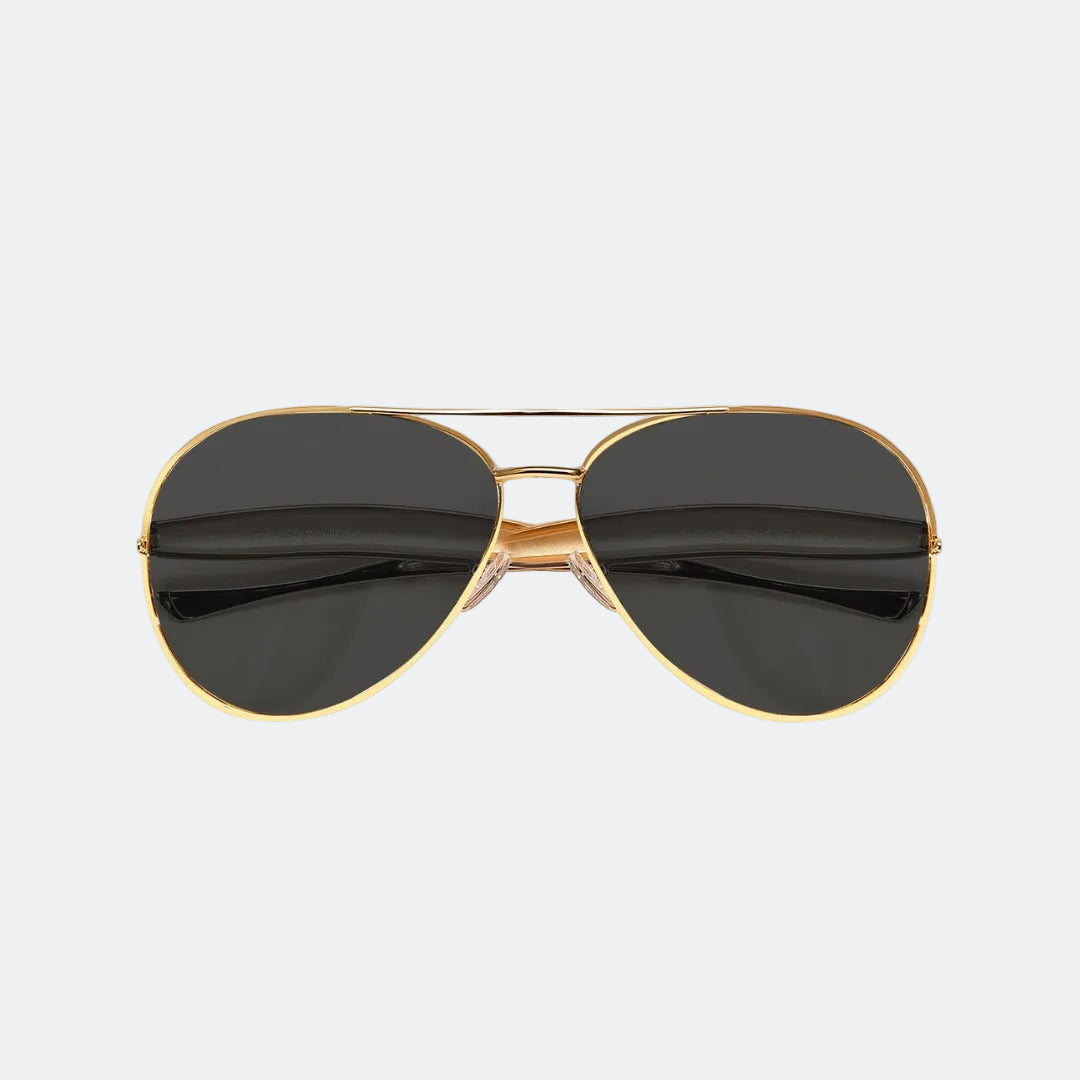 Aviator sunglasses temple and hinge detail — Duna — Velezeco
