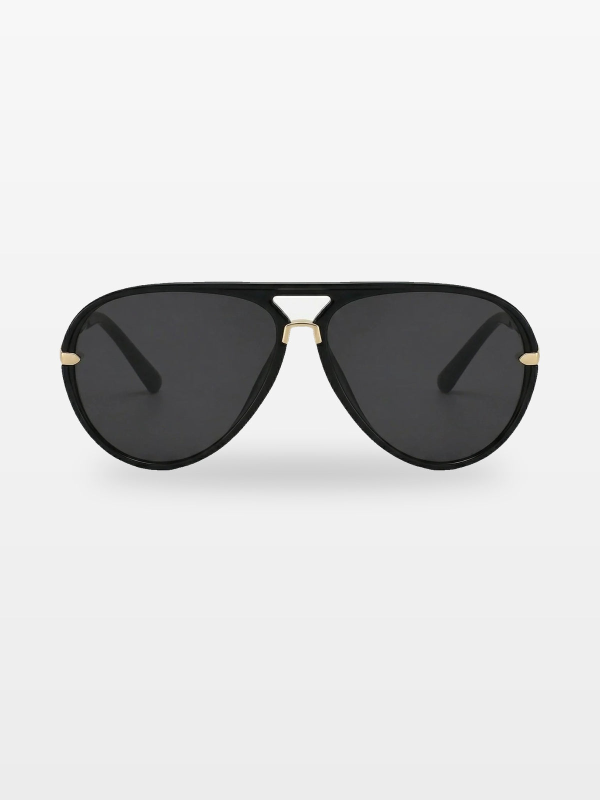 Aviator sunglasses in Black with black smoke lenses, front view — Elysia — Velezeco #opt1_2