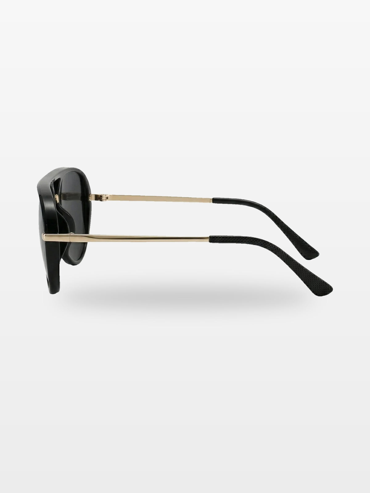 Aviator sunglasses in Black with black smoke lenses, side view — Elysia — Velezeco #opt1_2