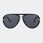 Aviator sunglasses in Black Smoke with smoke lenses, front view — Elysia — Velezeco