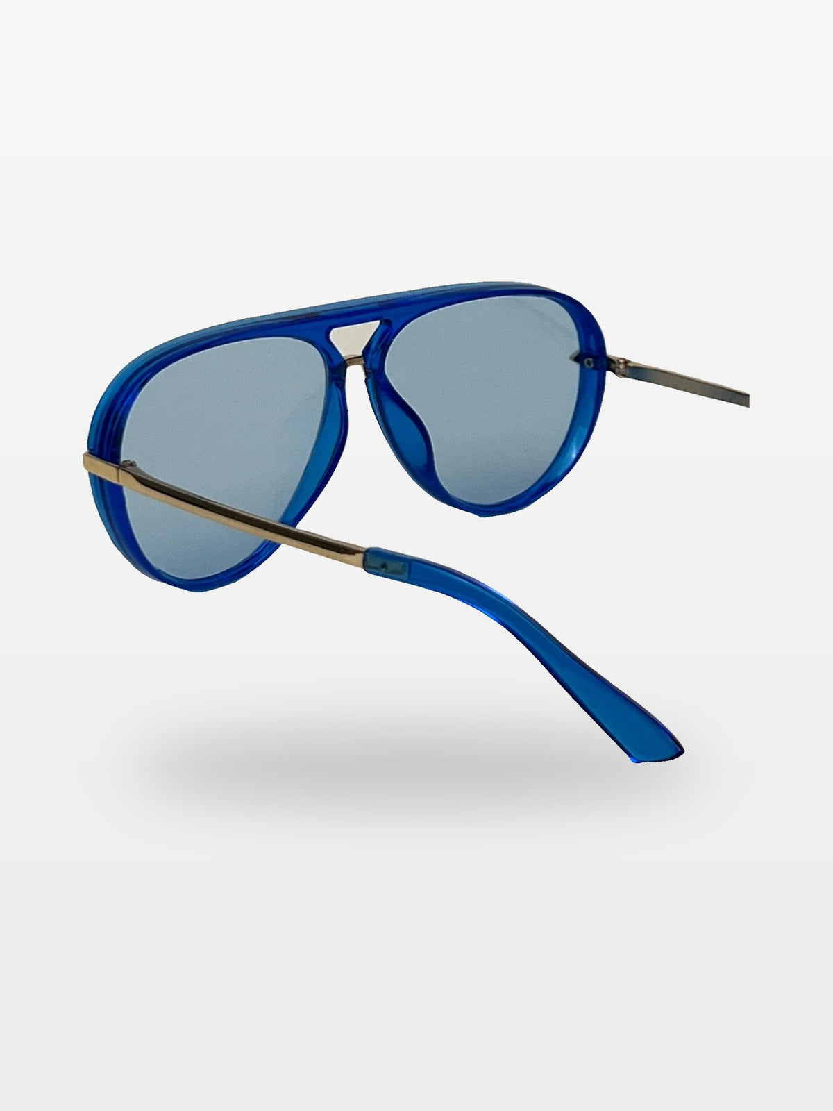 Aviator sunglasses in Blue with blue lenses, three-quarter back view — Elysia — Velezeco #opt1_6
