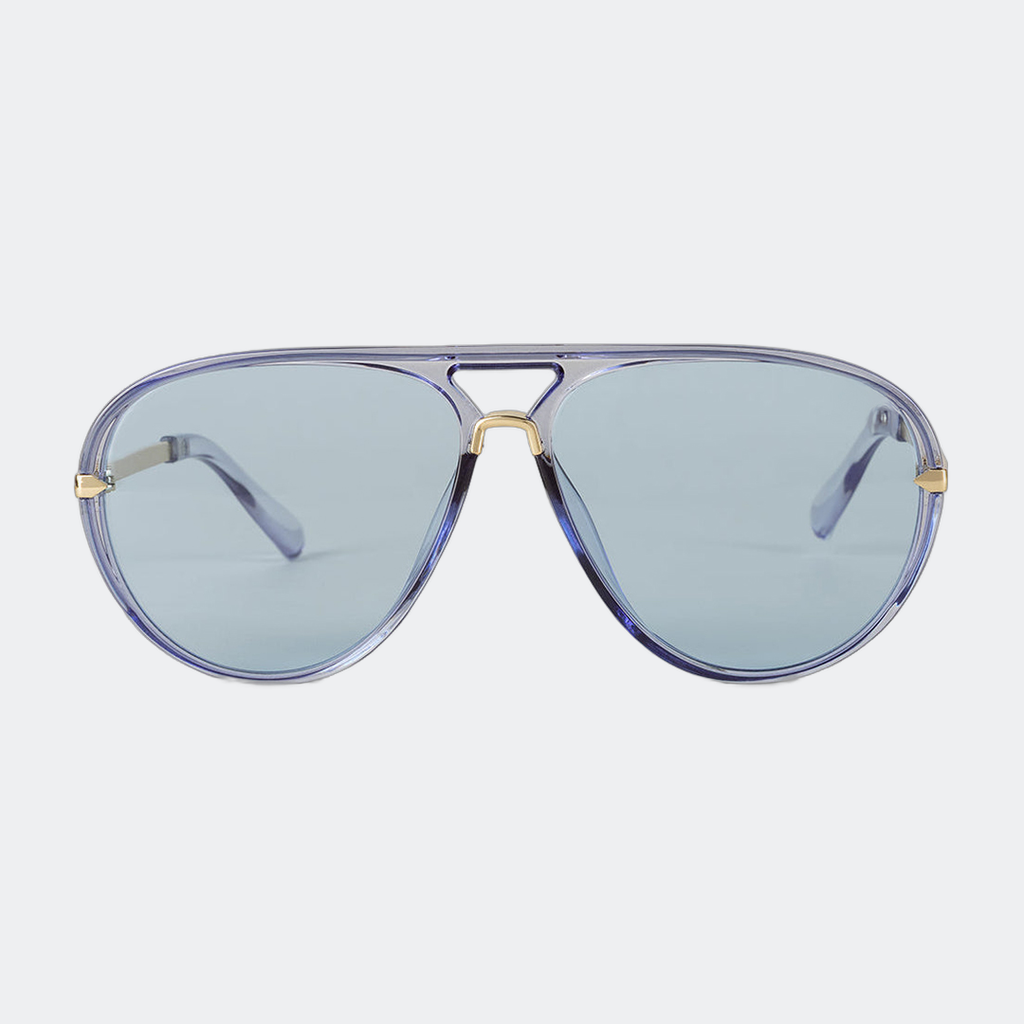 Aviator sunglasses in Blue with blue lenses, front view — Elysia — Velezeco
