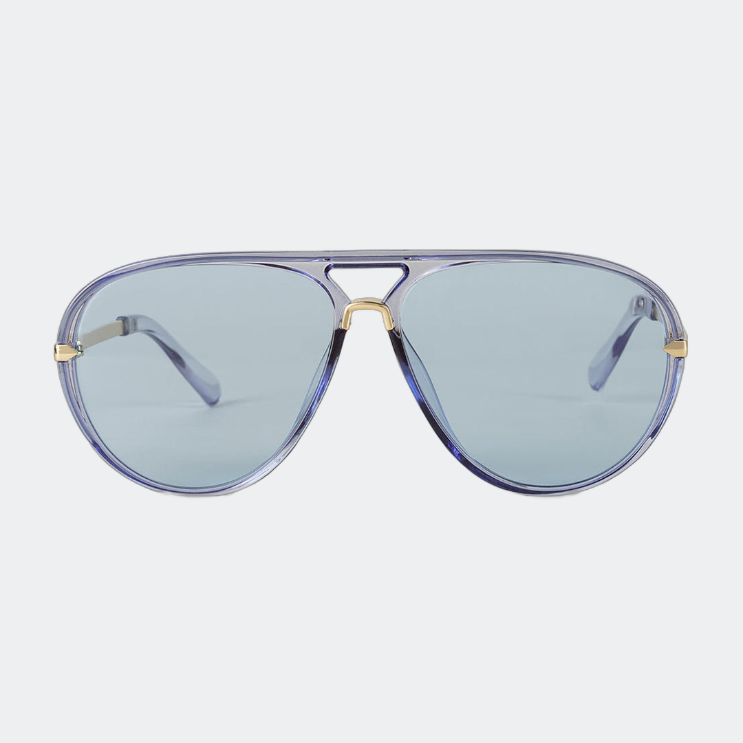 Aviator sunglasses in Blue with blue lenses, front view — Elysia — Velezeco