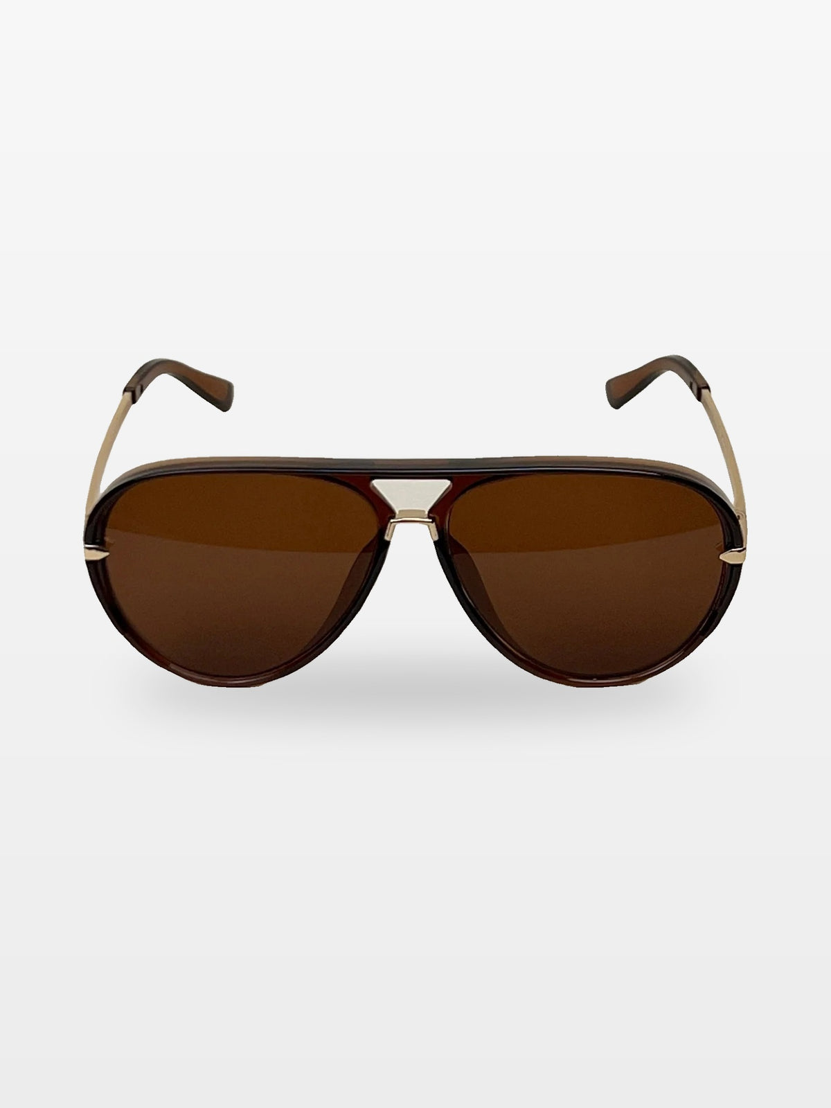 Aviator sunglasses in Brown with brown lenses, front view — Elysia — Velezeco #opt1_4