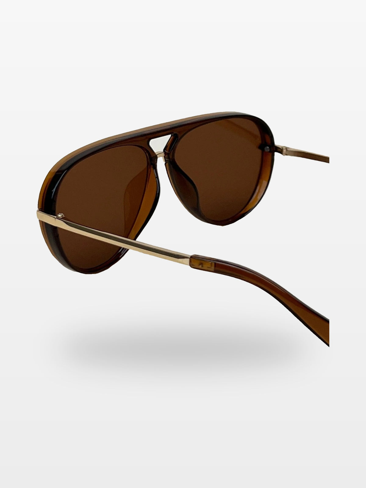 Aviator sunglasses in Brown with brown lenses, temple detail view — Elysia — Velezeco #opt1_4