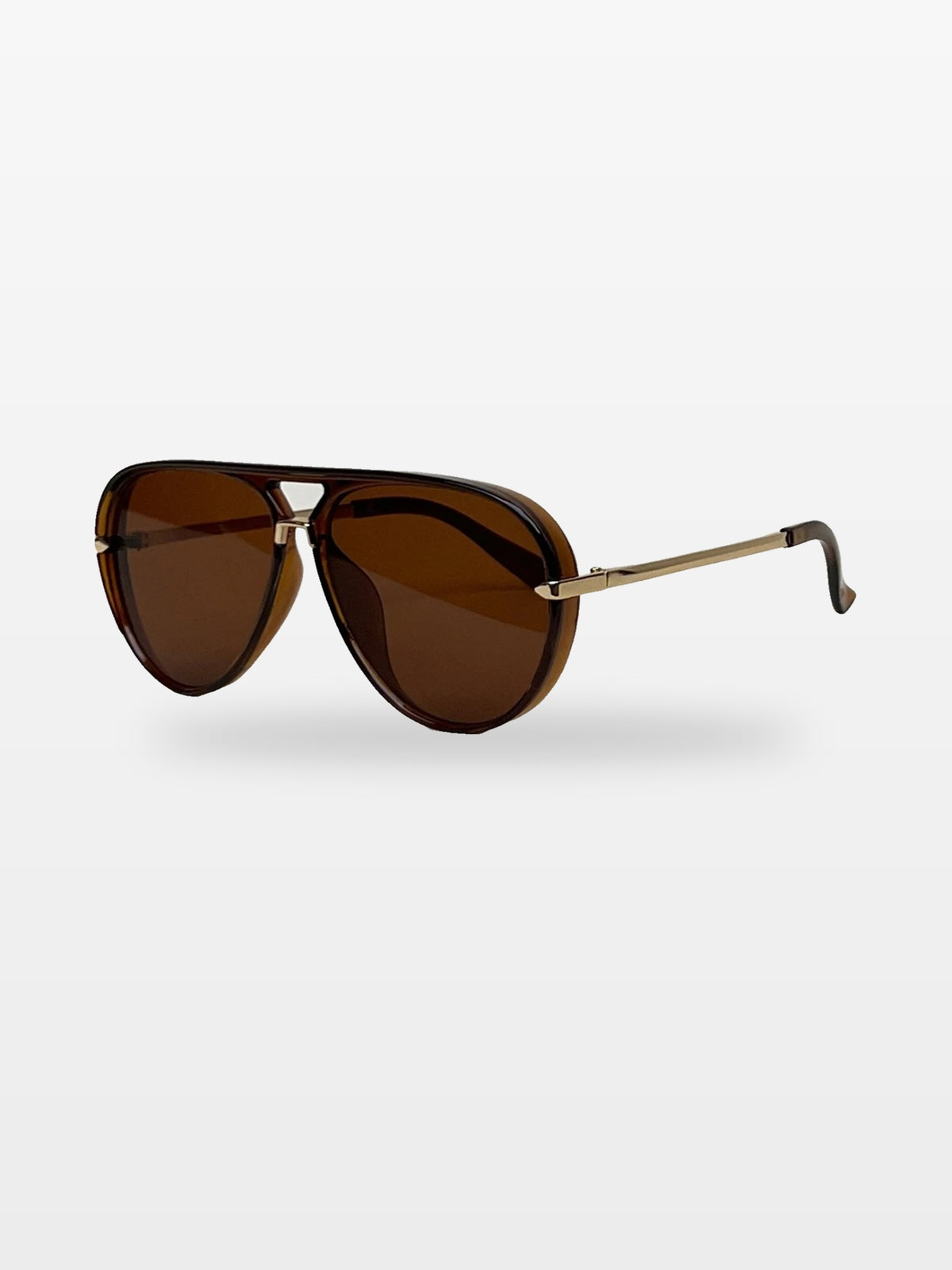 Aviator sunglasses in Brown with brown lenses, side view — Elysia — Velezeco #opt1_4