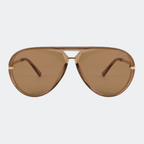 Aviator sunglasses in Brown with brown lenses, front view — Elysia — Velezeco