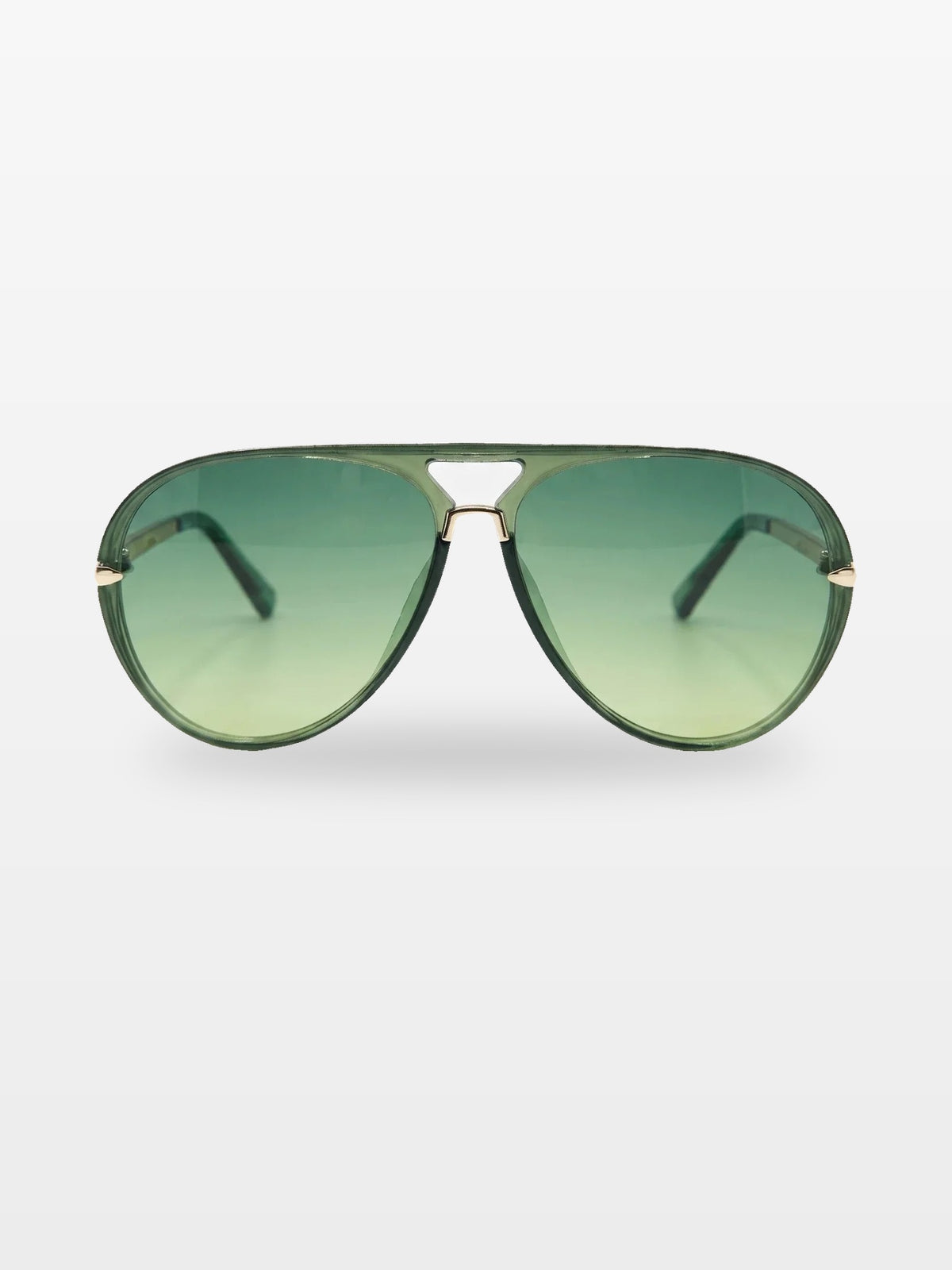 Aviator sunglasses in Green with green gradient lenses, front view — Elysia — Velezeco #opt1_1