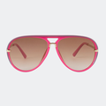 Aviator sunglasses in Pink with brown gradient lenses, front view — Elysia — Velezeco