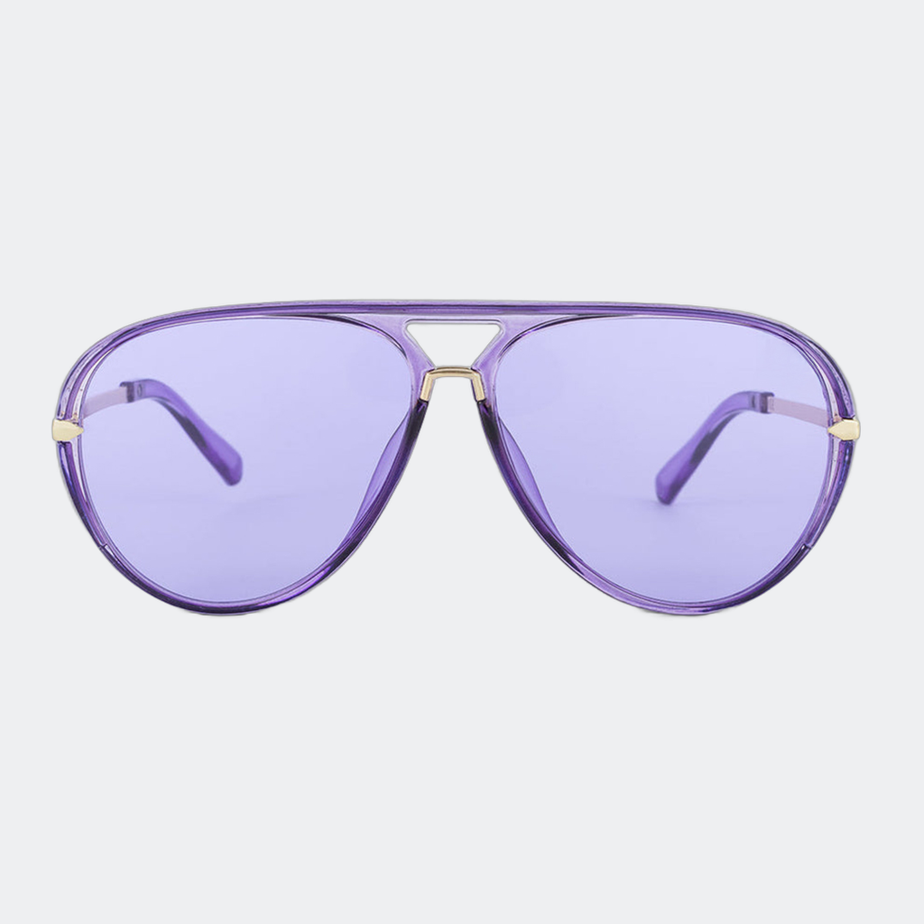 Aviator sunglasses in Purple with purple lenses, front view — Elysia — Velezeco