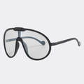 Oversized sunglasses worn by model outdoors — Havana — Velezeco