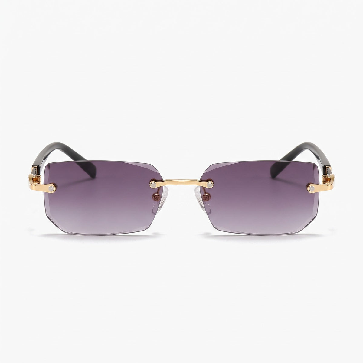 Hills rimless rectangular sunglasses with grey gradient lenses, front view · Velezeco #opt1_3