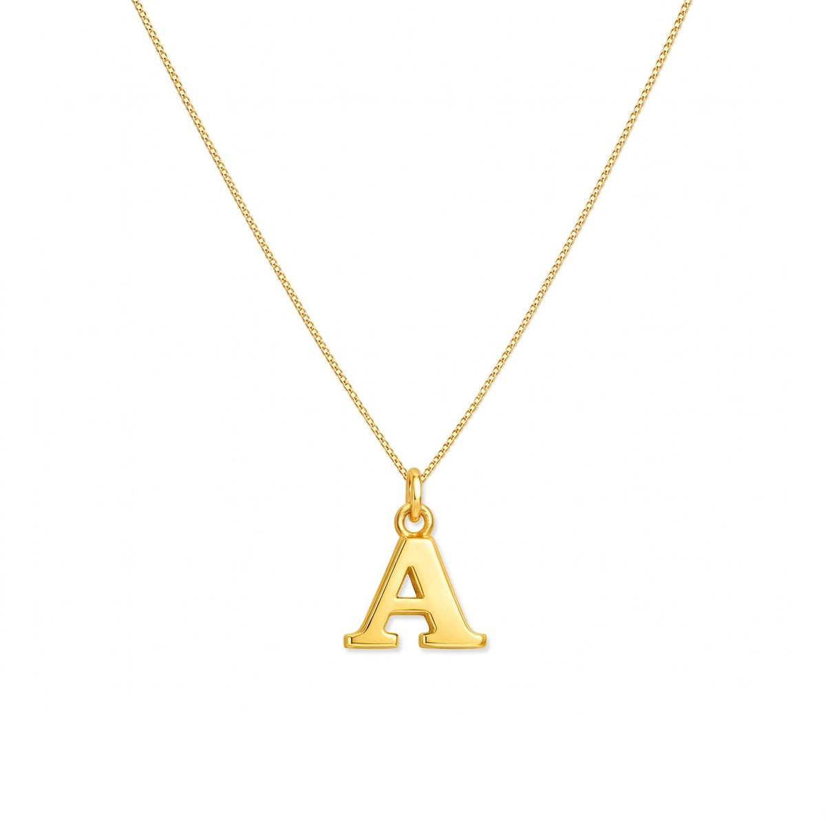 Gold initial A necklace on a fine chain · Velezeco #opt1_1