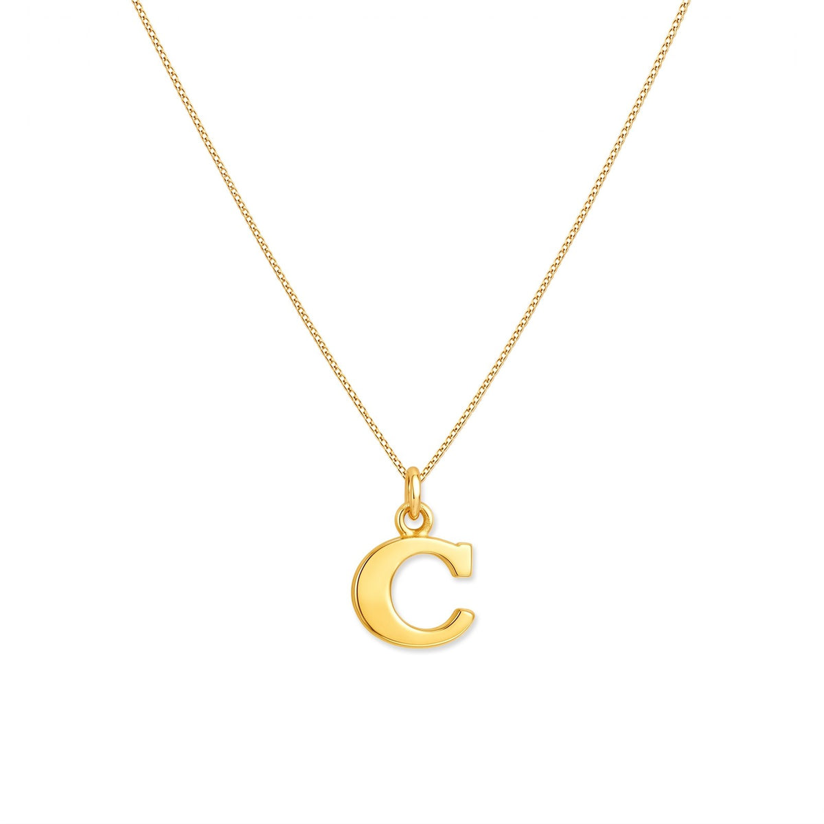 Gold initial C necklace on a fine chain · Velezeco #opt1_3