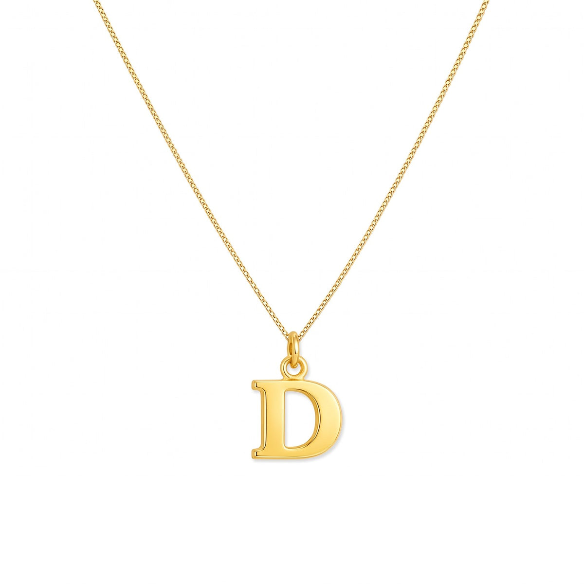 Gold initial D necklace on a fine chain · Velezeco #opt1_4