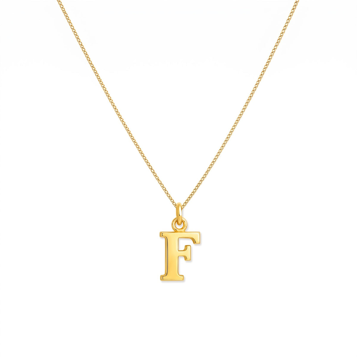 Gold initial F necklace on a fine chain · Velezeco #opt1_6