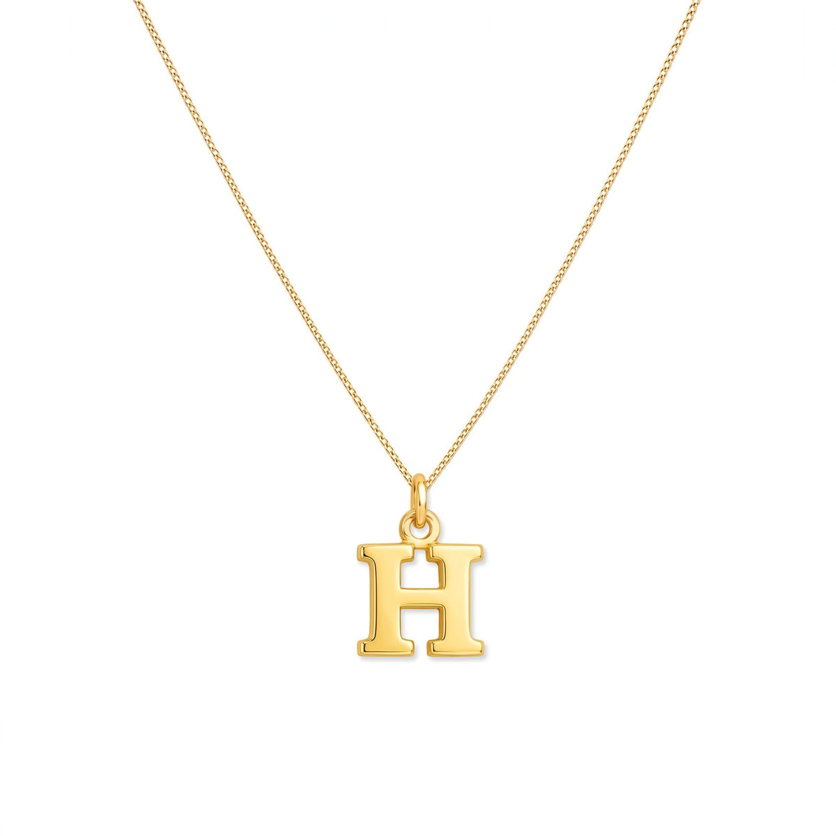 Gold initial H necklace on a fine chain · Velezeco #opt1_8