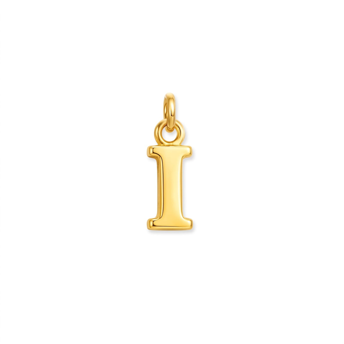 Gold initial pendant, letter I, on white · Velezeco #opt1_9