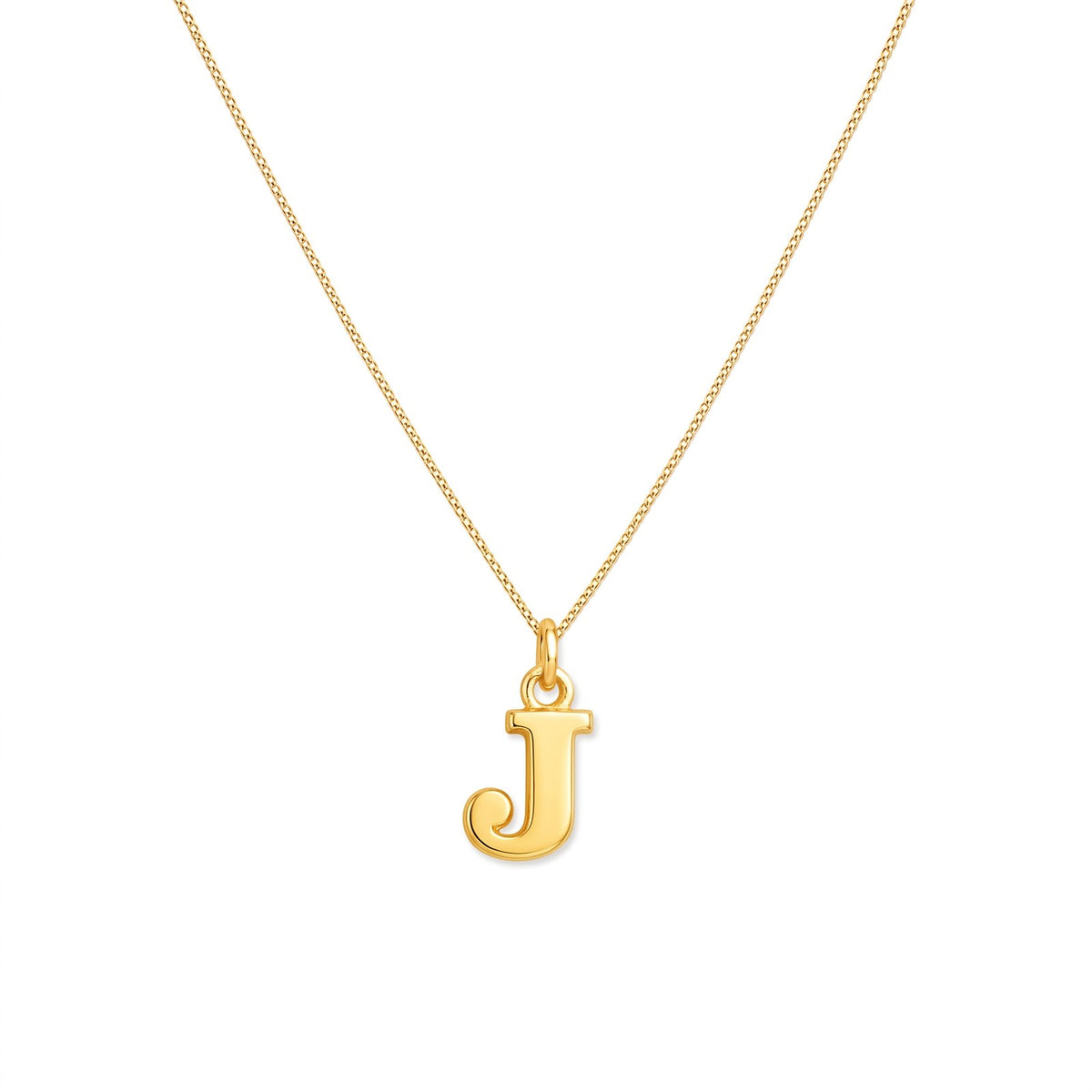 Gold initial J necklace on a fine chain · Velezeco #opt1_10