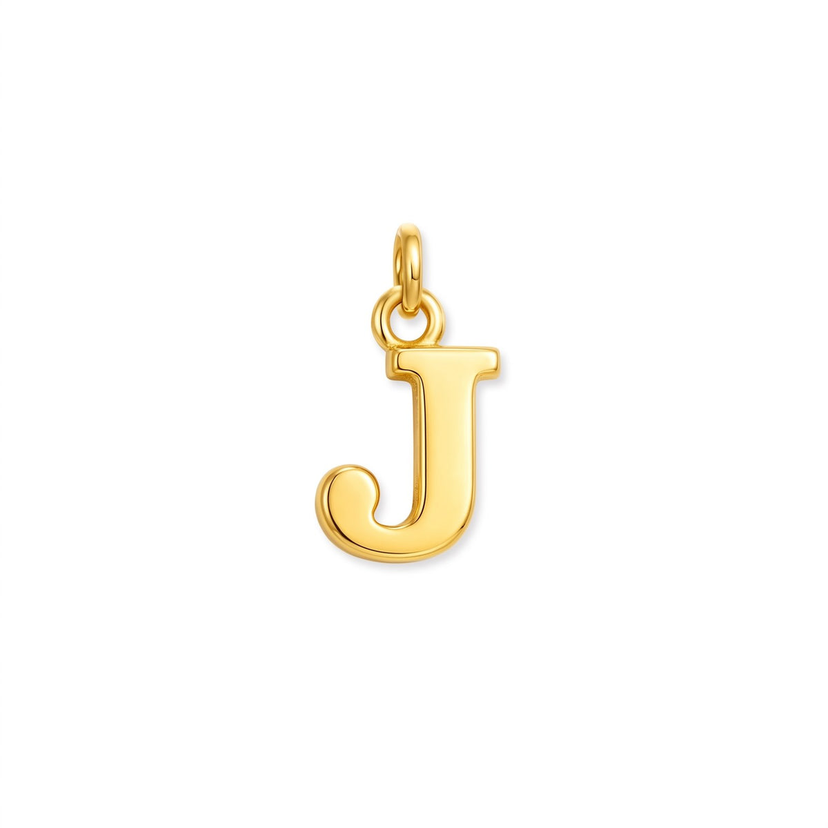 Gold initial pendant, letter J, on white · Velezeco #opt1_10