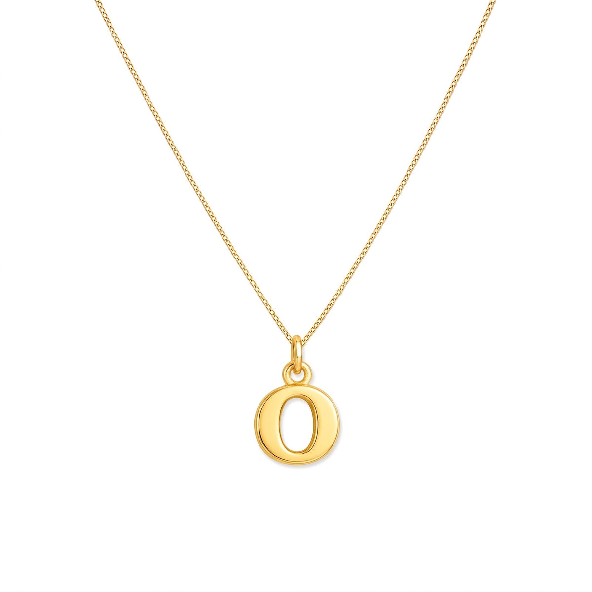 Gold initial O necklace on a fine chain · Velezeco #opt1_15