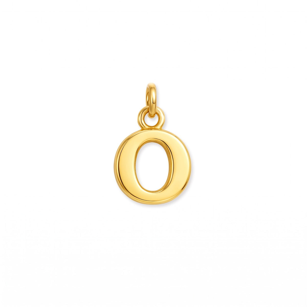 Gold initial pendant, letter O, on white · Velezeco #opt1_15