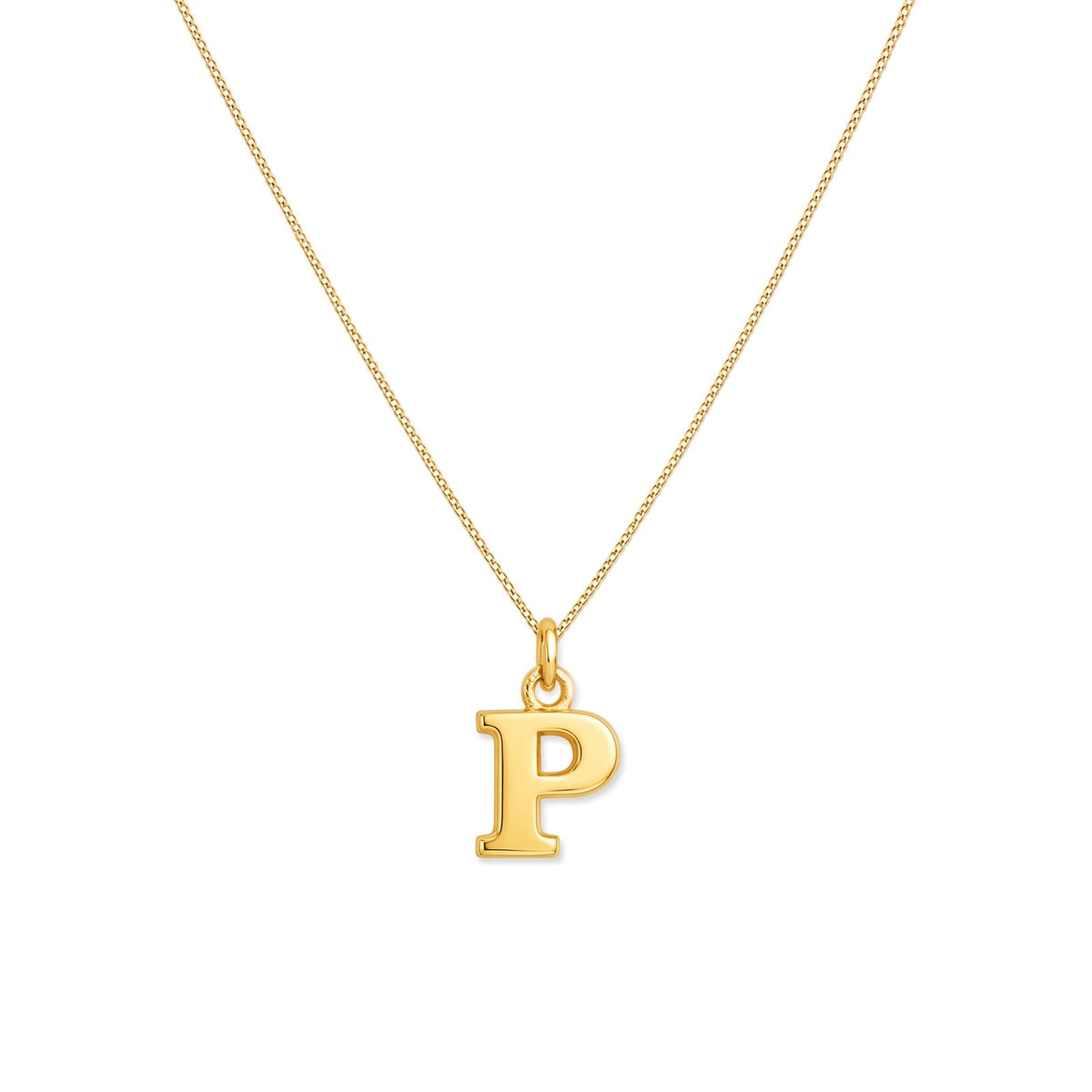 Gold initial P necklace on a fine chain · Velezeco #opt1_16