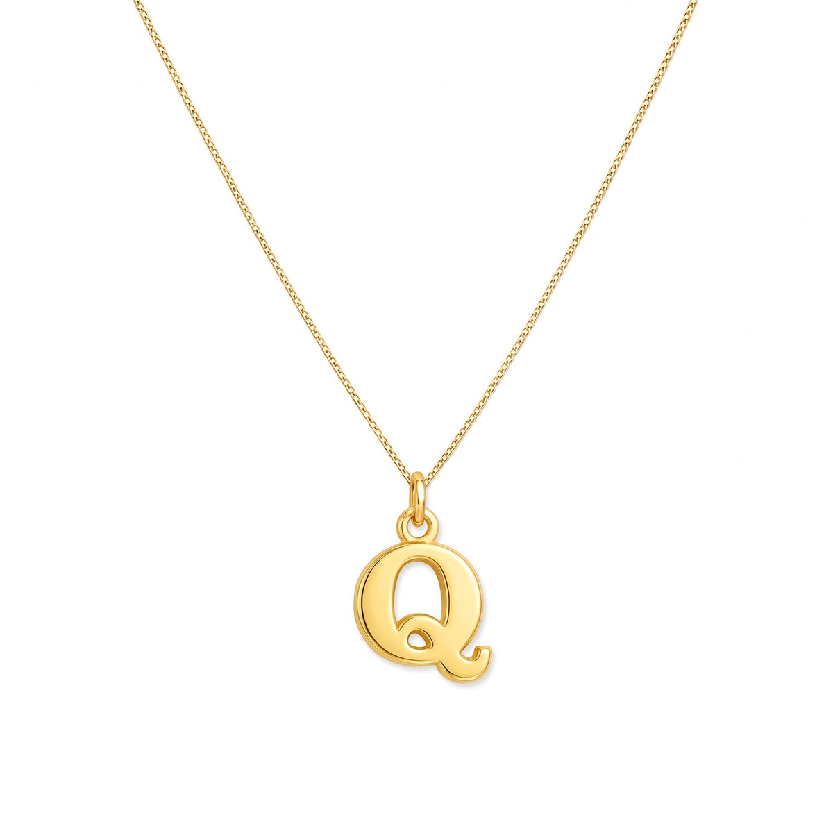Gold initial Q necklace on a fine chain · Velezeco #opt1_17