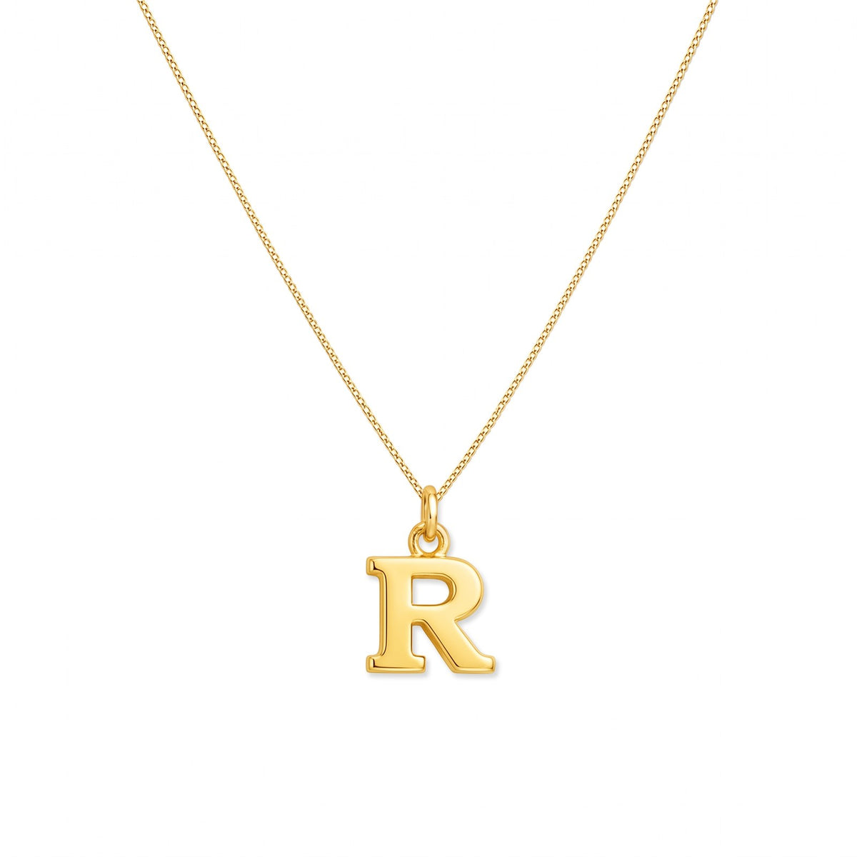 Gold initial R necklace on a fine chain · Velezeco #opt1_18